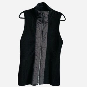 Eileen Fisher Full Zip Merino Wool Ribbed Sweater Vest Size L